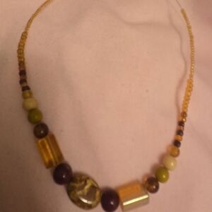 Handcrafted Multicolor Bead Necklace - Yellow and Brown